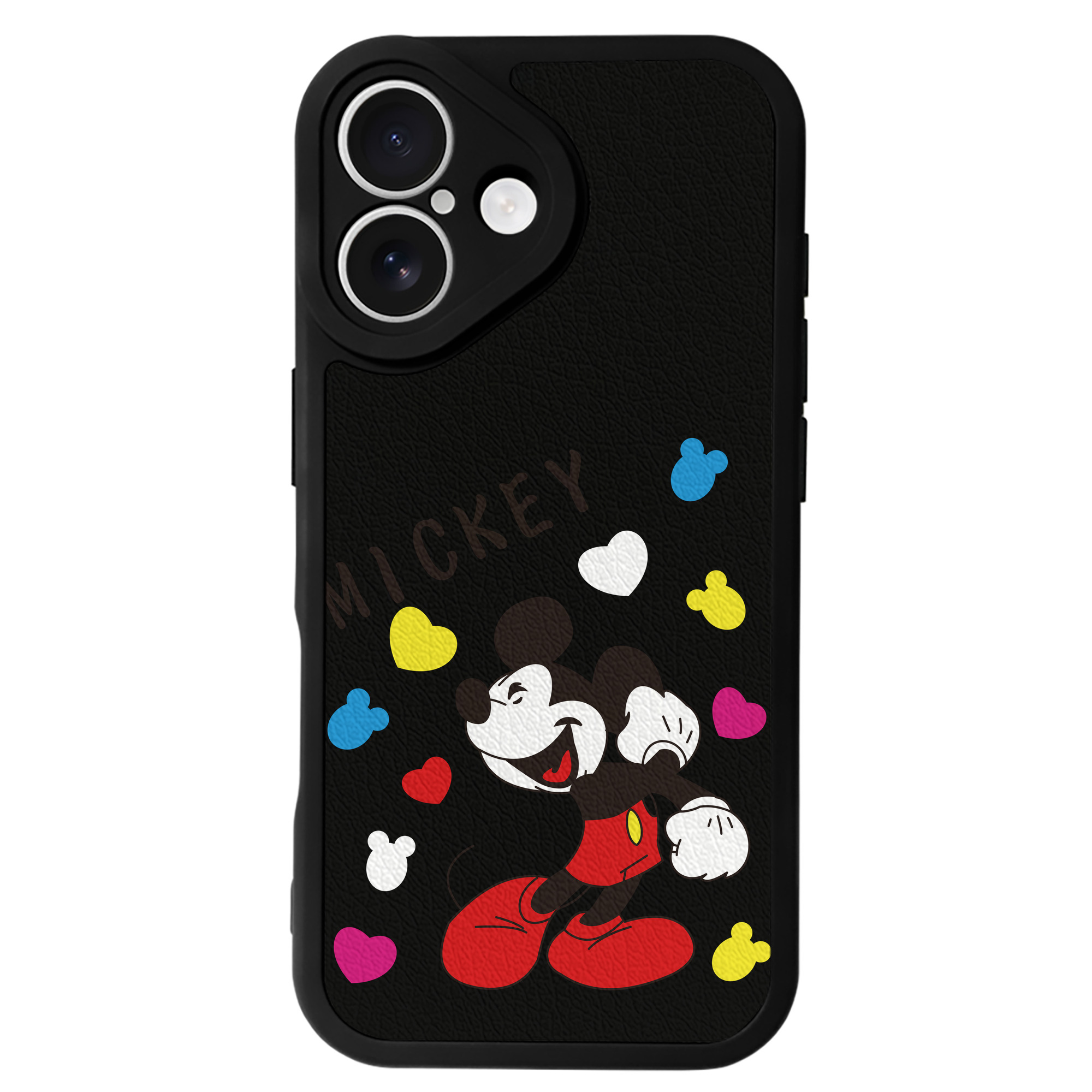 （画像用） ミッキーマウス Mickey Mouse 【iPhone 16シリーズ対応】シリコンスマホケース（レザー調） 材質：シリコン